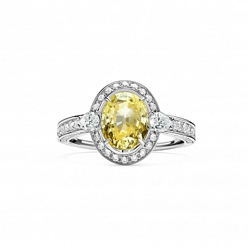 Кольцо с желтым сапфиром и бриллиантами 